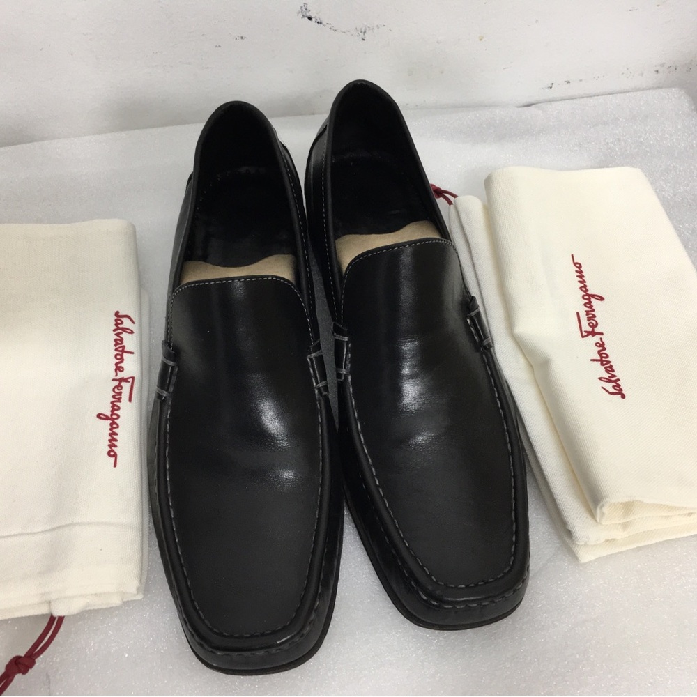 Salvatore Ferragamo Black Leather Men's Shoes Size 9